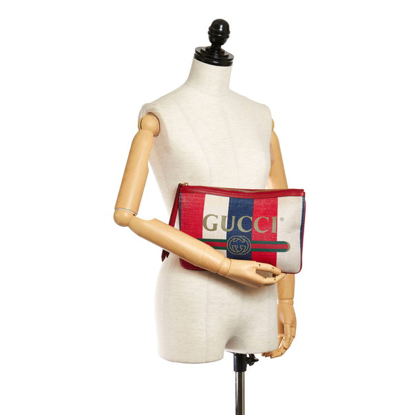 グッチ ストライプ 524788 マルチ キャンバス レザー クラッチバッグ メンズ GUCCI 【中古】