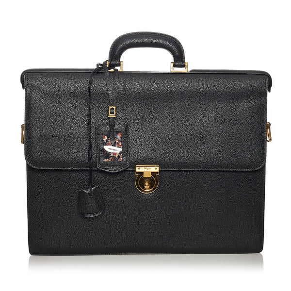 サルヴァトーレフェラガモ ガンチーニ ビジネスバッグ ショルダーバッグ 2WAY 21 4276 ブラック レザー メンズ Salvatore Ferragamo 【中古】