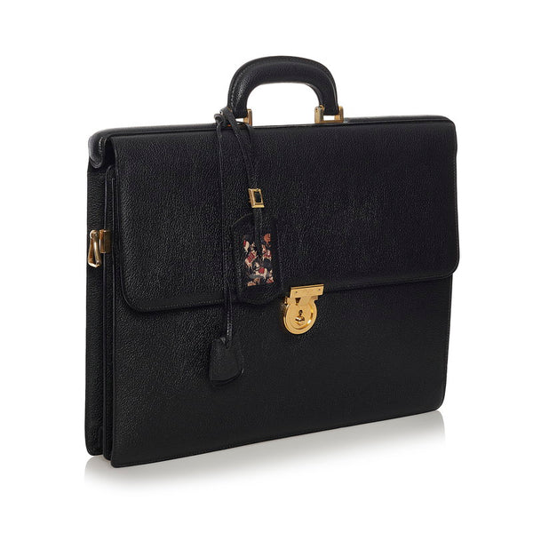 サルヴァトーレフェラガモ ガンチーニ ビジネスバッグ ショルダーバッグ 2WAY 21 4276 ブラック レザー メンズ Salvatore Ferragamo 【中古】