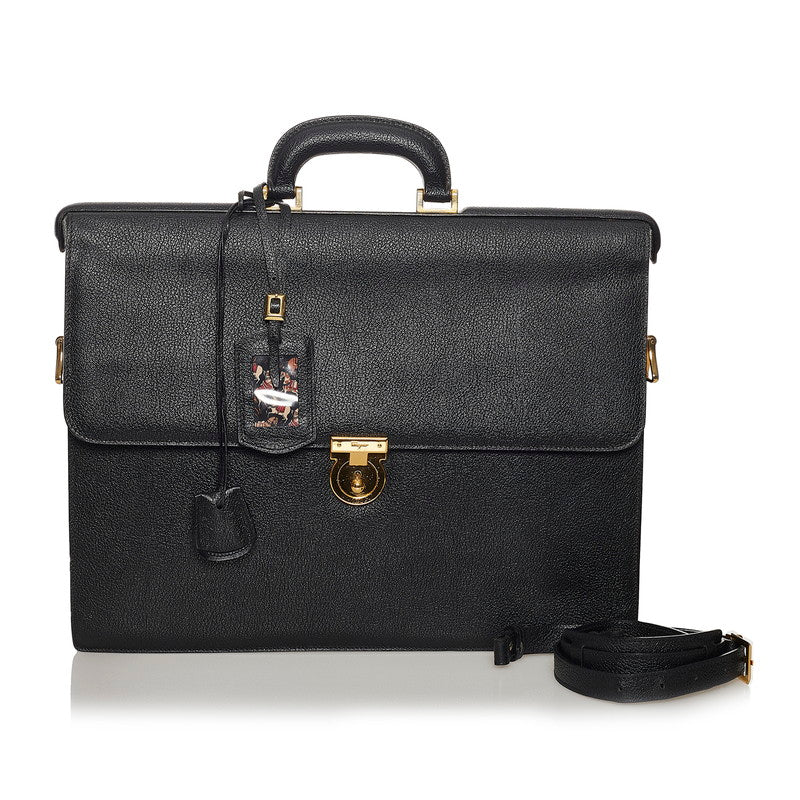 サルヴァトーレフェラガモ ガンチーニ ビジネスバッグ ショルダーバッグ 2WAY 21 4276 ブラック レザー メンズ Salvatore Ferragamo 【中古】