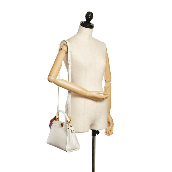 フェンディ セレリア ピーカブー ミニ ハンドバッグ ショルダーバッグ ２WAY 8BN244 ホワイト レザー レディース FENDI 【中古】