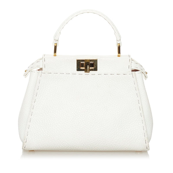 フェンディ セレリア ピーカブー ミニ ハンドバッグ ショルダーバッグ ２WAY 8BN244 ホワイト レザー レディース FENDI 【中古】