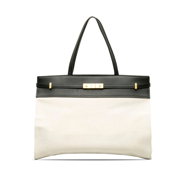 サンローラン トートバッグ ハンドバッグ 553745 ホワイト ブラック キャンバス レザー レディース SAINT LAURENT 【中古】