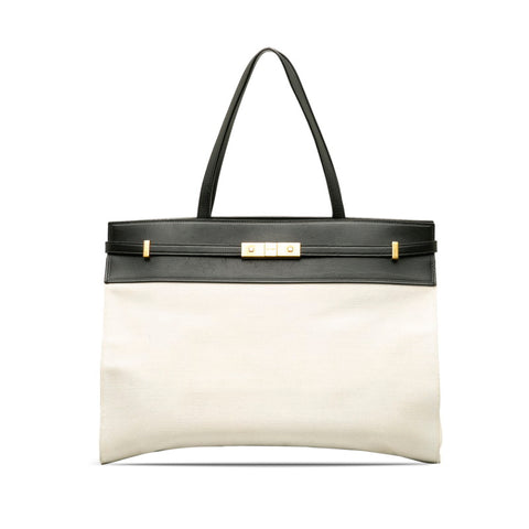 サンローラン トートバッグ ハンドバッグ 553745 ホワイト ブラック キャンバス レザー レディース SAINT LAURENT 【中古】