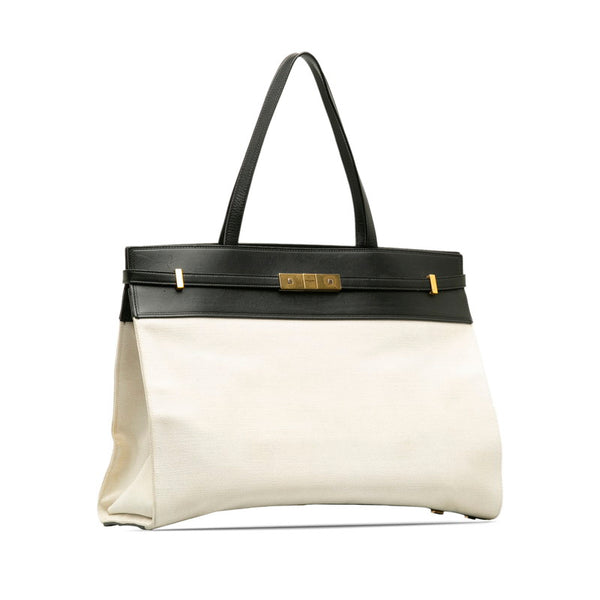 サンローラン トートバッグ ハンドバッグ 553745 ホワイト ブラック キャンバス レザー レディース SAINT LAURENT 【中古】