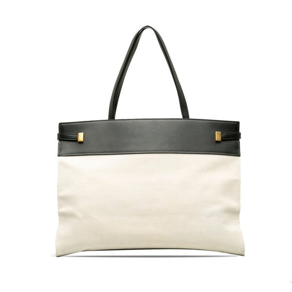 サンローラン トートバッグ ハンドバッグ 553745 ホワイト ブラック キャンバス レザー レディース SAINT LAURENT 【中古】