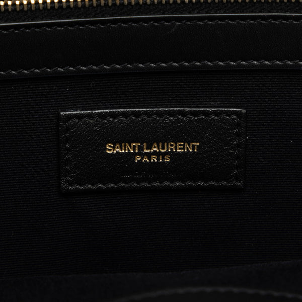 サンローラン トートバッグ ハンドバッグ 553745 ホワイト ブラック キャンバス レザー レディース SAINT LAURENT 【中古】