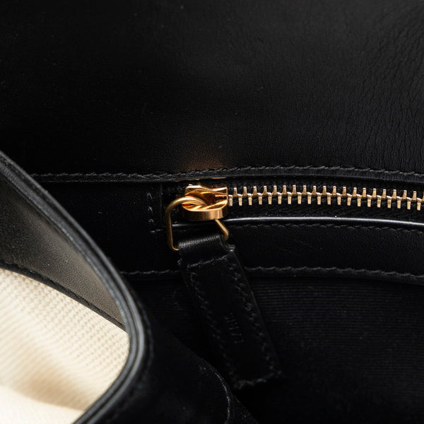 サンローラン トートバッグ ハンドバッグ 553745 ホワイト ブラック キャンバス レザー レディース SAINT LAURENT 【中古】