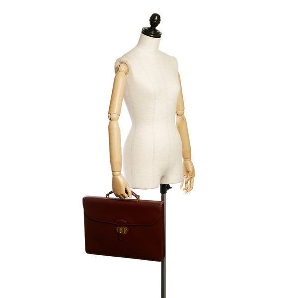 カルティエ マスト ビジネスバッグ ブリーフケース ハンドバッグ ボルドー ワインレッド レザー メンズ CARTIER 【中古】