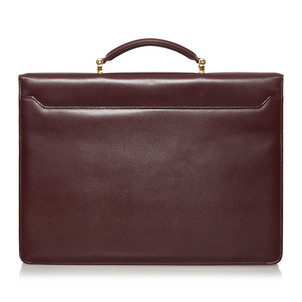 カルティエ マスト ビジネスバッグ ブリーフケース ハンドバッグ ボルドー ワインレッド レザー メンズ CARTIER 【中古】