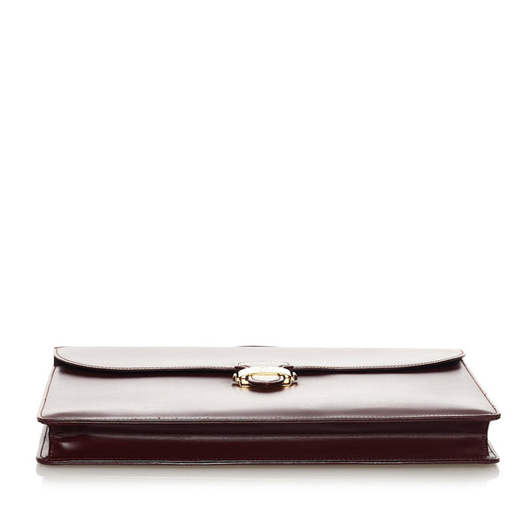 カルティエ マスト ビジネスバッグ ブリーフケース ハンドバッグ ボルドー ワインレッド レザー メンズ CARTIER 【中古】