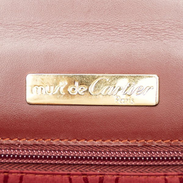 カルティエ マスト ビジネスバッグ ブリーフケース ハンドバッグ ボルドー ワインレッド レザー メンズ CARTIER 【中古】