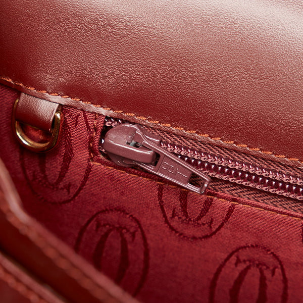 カルティエ マスト ビジネスバッグ ブリーフケース ハンドバッグ ボルドー ワインレッド レザー メンズ CARTIER 【中古】