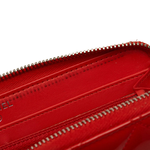 シャネル マトラッセ ココマーク ブリリアント シルバー金具 L字ファスナー 長財布 オレンジ パテントレザー レディース CHANEL 【中古】