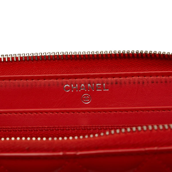 シャネル マトラッセ ココマーク ブリリアント シルバー金具 L字ファスナー 長財布 オレンジ パテントレザー レディース CHANEL 【中古】