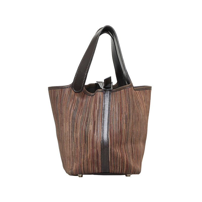 エルメス ピコタンPM  シルバー金具 ハンドバッグ ダークブラウン ヴィブラート レディース HERMES 【中古】