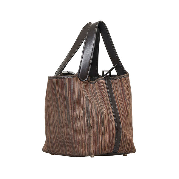 エルメス ピコタンPM  シルバー金具 ハンドバッグ ダークブラウン ヴィブラート レディース HERMES 【中古】