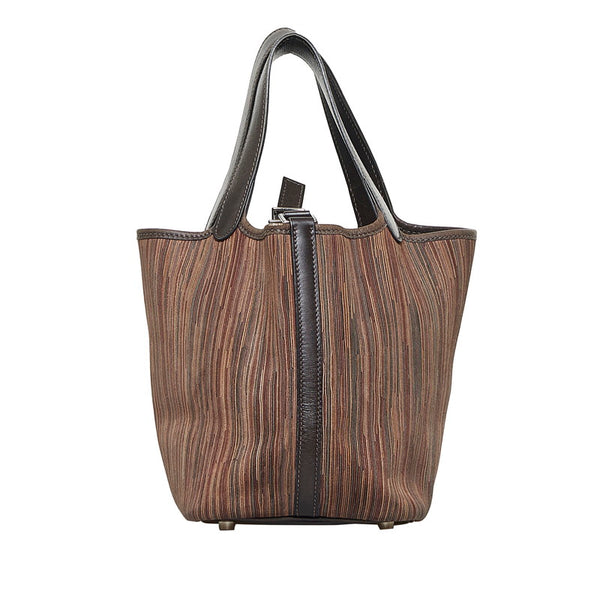 エルメス ピコタンPM  シルバー金具 ハンドバッグ ダークブラウン ヴィブラート レディース HERMES 【中古】