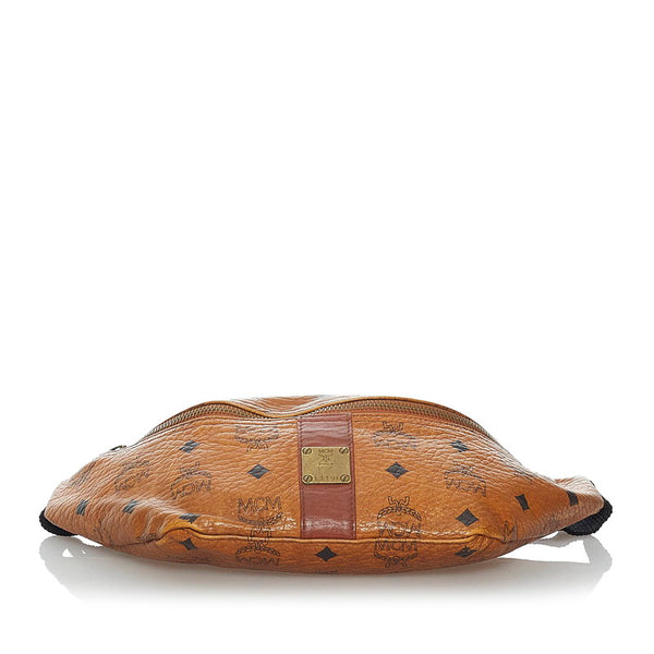エム シー エム ロゴグラム ブラウン レザー ウエストバッグ メンズ MCM 【中古】