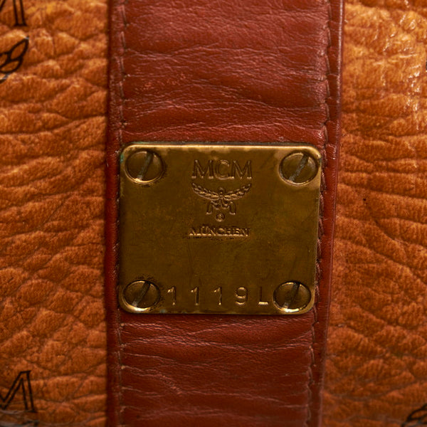 エム シー エム ロゴグラム ブラウン レザー ウエストバッグ メンズ MCM 【中古】