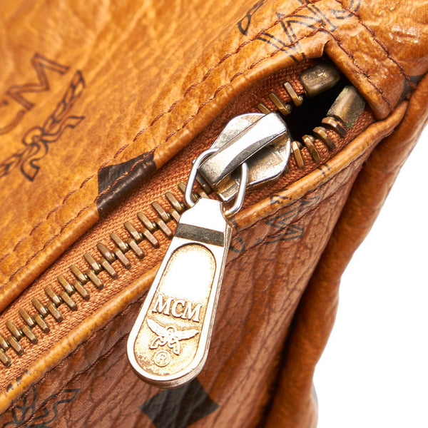 エム シー エム ロゴグラム ブラウン レザー ウエストバッグ メンズ MCM 【中古】