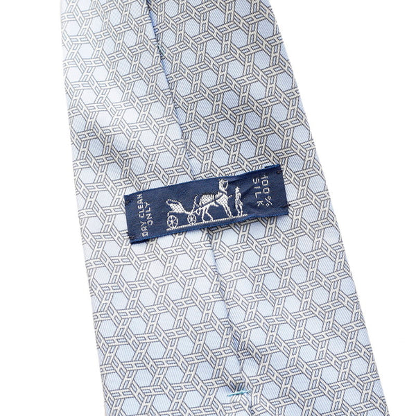 エルメス ライトブルー シルク ネクタイ メンズ HERMES 【中古】