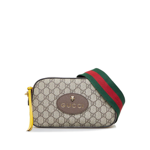 グッチ GGスプリーム ネオ ヴィンテージ 斜め掛け ショルダーバッグ 476466 ベージュ ブラウン PVC レザー レディース GUCCI 【中古】