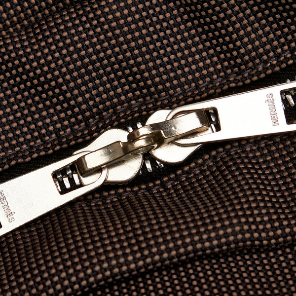 エルメス エールラインMM ダークグレー イカットナイロンキャンバス ハンドバッグ レディース HERMES 【中古】