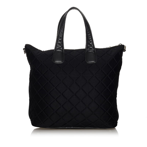 プラダ ブラック ナイロン レザー トートバッグ レディース PRADA 【中古】