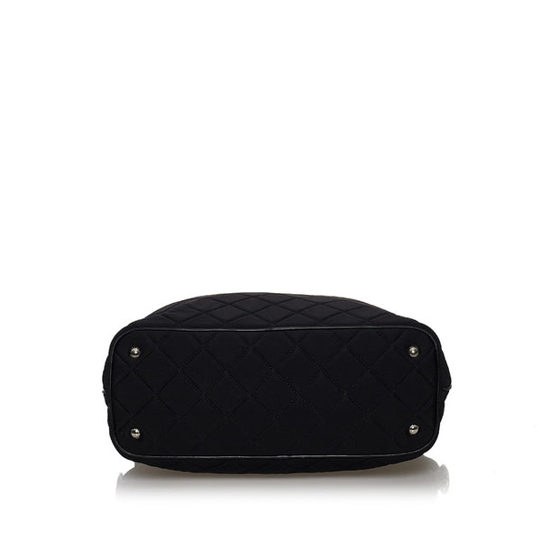 プラダ ブラック ナイロン レザー トートバッグ レディース PRADA 【中古】