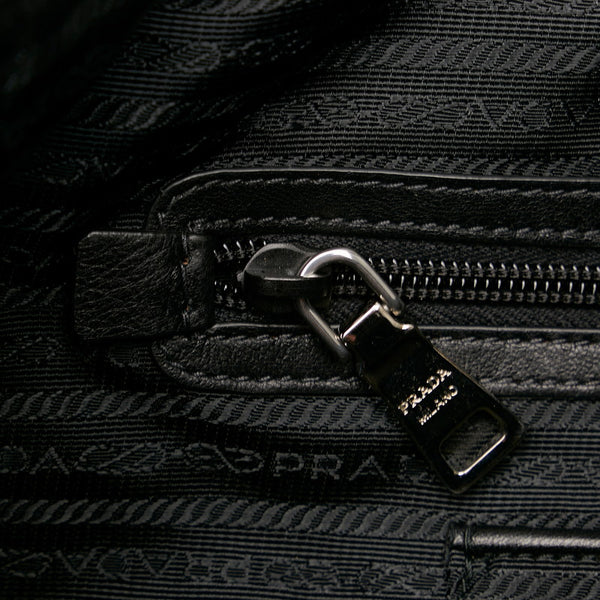 プラダ ブラック ナイロン レザー トートバッグ レディース PRADA 【中古】