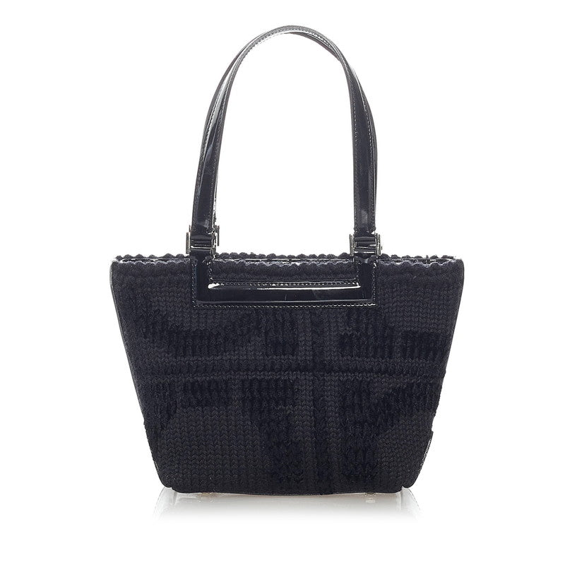 サルヴァトーレフェラガモ ハンドバッグ ブラック ウール パテントレザー レディース Salvatore Ferragamo 【中古】