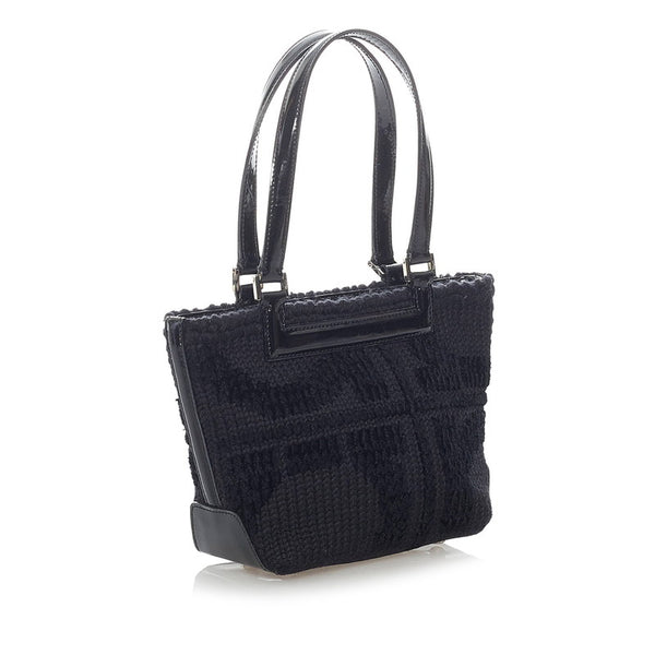 サルヴァトーレフェラガモ ハンドバッグ ブラック ウール パテントレザー レディース Salvatore Ferragamo 【中古】