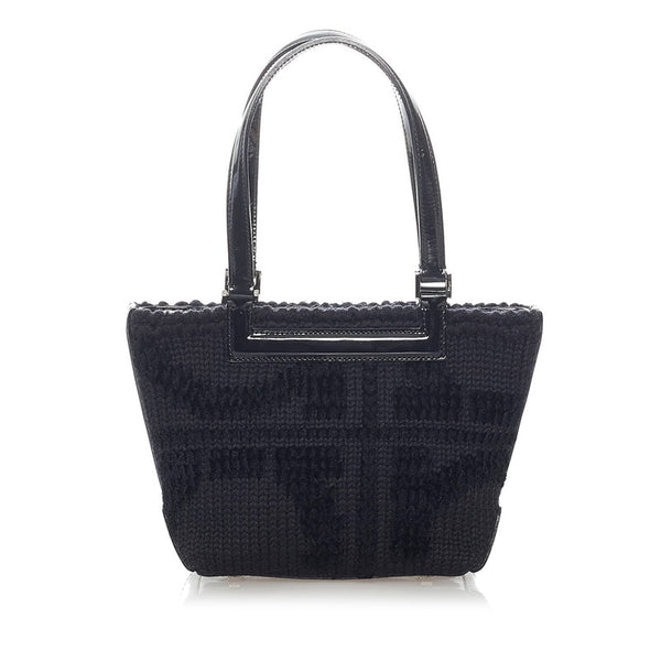 サルヴァトーレフェラガモ ハンドバッグ ブラック ウール パテントレザー レディース Salvatore Ferragamo 【中古】