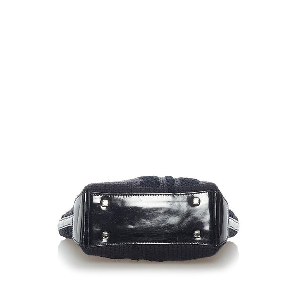 サルヴァトーレフェラガモ ハンドバッグ ブラック ウール パテントレザー レディース Salvatore Ferragamo 【中古】