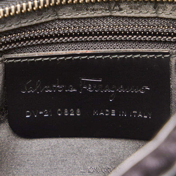 サルヴァトーレフェラガモ ハンドバッグ ブラック ウール パテントレザー レディース Salvatore Ferragamo 【中古】