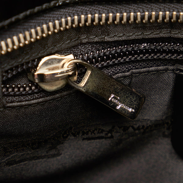 サルヴァトーレフェラガモ ハンドバッグ ブラック ウール パテントレザー レディース Salvatore Ferragamo 【中古】