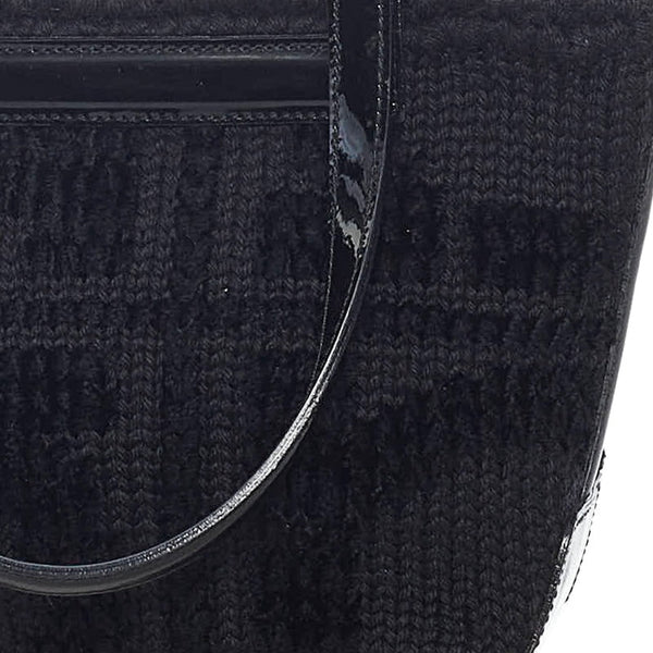 サルヴァトーレフェラガモ ハンドバッグ ブラック ウール パテントレザー レディース Salvatore Ferragamo 【中古】