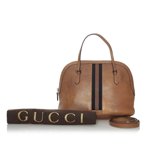 グッチ ウェブ 420023 ブラウン レザー キャンバス ハンドバッグ ショルダーバッグ２WAY レディース GUCCI 【中古】