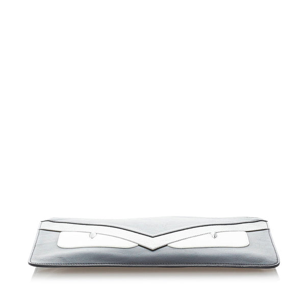 フェンディ バグズアイ モンスター クラッチバッグ 7N0078-8FJ ブラック グレー レザー メンズ FENDI 【中古】