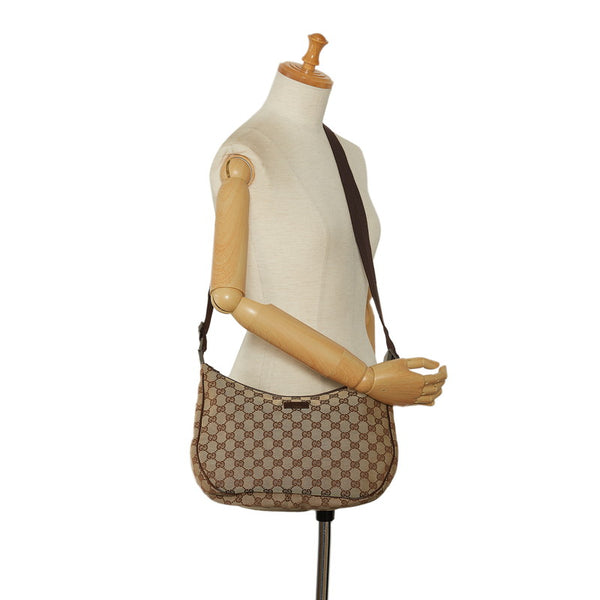 グッチ GGキャンバス 斜め掛け ショルダーバッグ 122790 ベージュ ブラウン キャンバス レザー レディース GUCCI 【中古】
