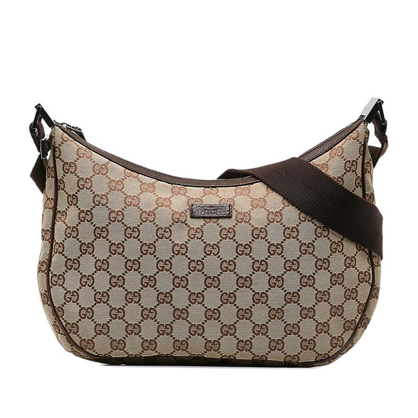 グッチ GGキャンバス 斜め掛け ショルダーバッグ 122790 ベージュ ブラウン キャンバス レザー レディース GUCCI 【中古】