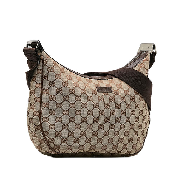 グッチ GGキャンバス 斜め掛け ショルダーバッグ 122790 ベージュ ブラウン キャンバス レザー レディース GUCCI 【中古】