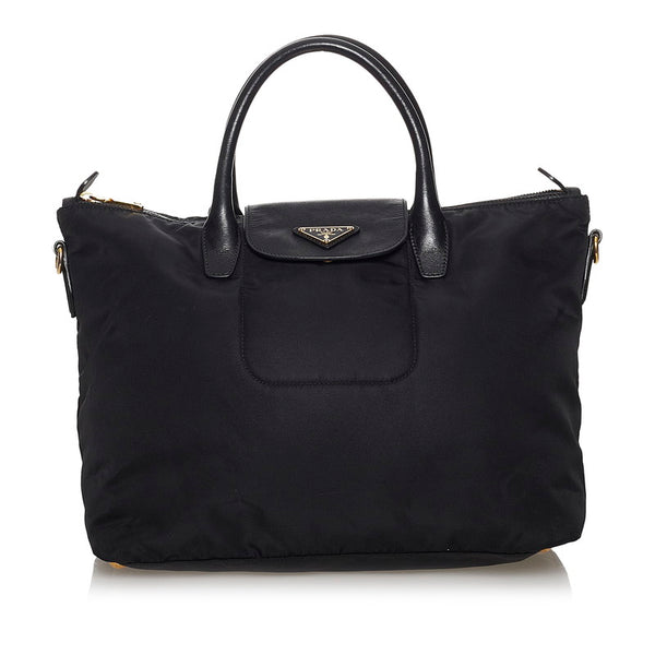 プラダ テスート ブラック ナイロン レザー ハンドバッグ ショルダーバッグ 2WAY レディース PRADA 【中古】