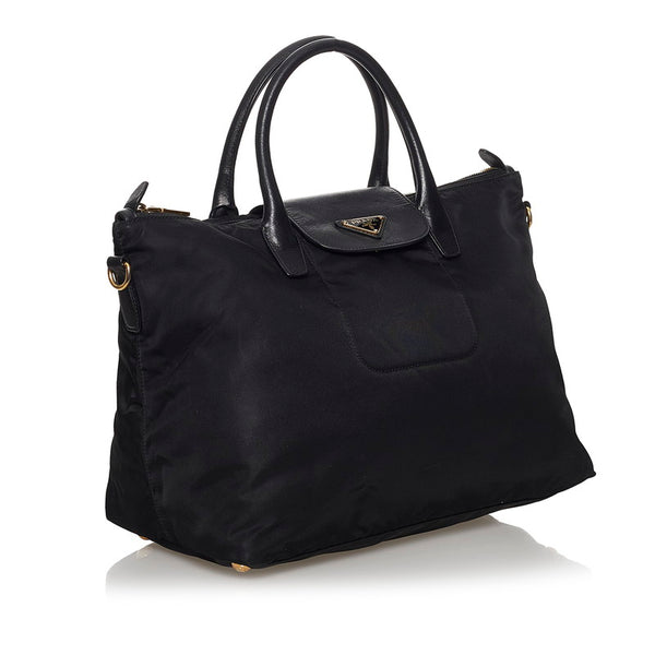 プラダ テスート ブラック ナイロン レザー ハンドバッグ ショルダーバッグ 2WAY レディース PRADA 【中古】
