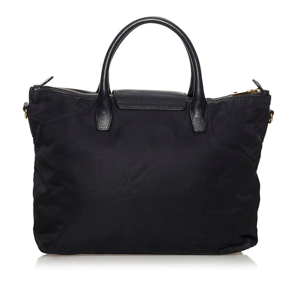 プラダ テスート ブラック ナイロン レザー ハンドバッグ ショルダーバッグ 2WAY レディース PRADA 【中古】