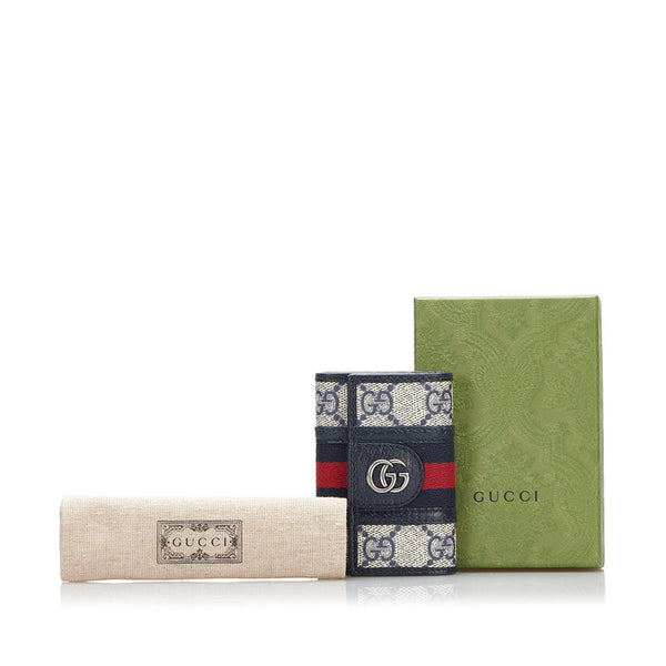 グッチ GGスプリーム オフィディアGG 6連 キーケース 603732 ベージュ ネイビー PVC レザー レディース GUCCI 【中古】