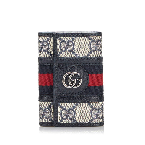 グッチ GGスプリーム オフィディアGG 6連 キーケース 603732 ベージュ ネイビー PVC レザー レディース GUCCI 【中古】