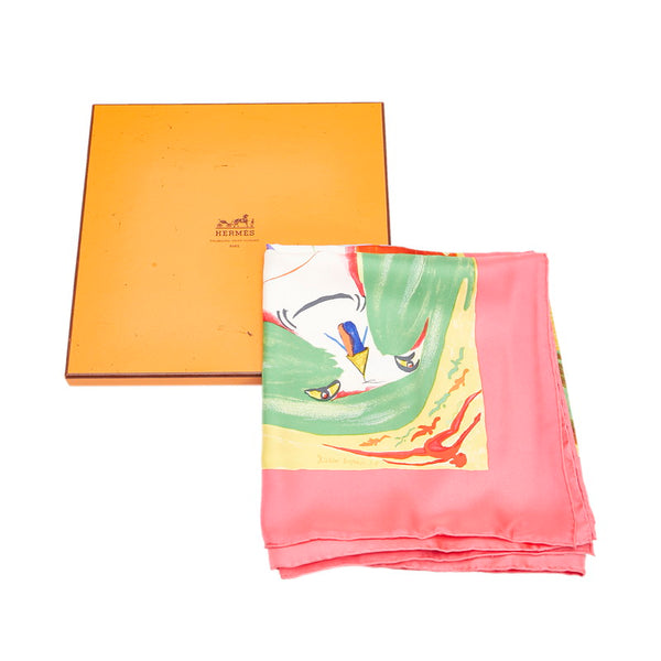 エルメス カレ90 Smiles in Third millenary 三千年紀の微笑 スカーフ ピンク マルチ シルク レディース HERMES 【中古】