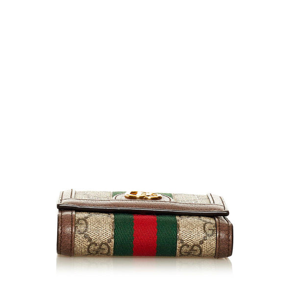 グッチ GGスプリーム オフィディア 三つ折り財布 ミニウォレット 523174 ブラウン PVC レザー レディース GUCCI 【中古】